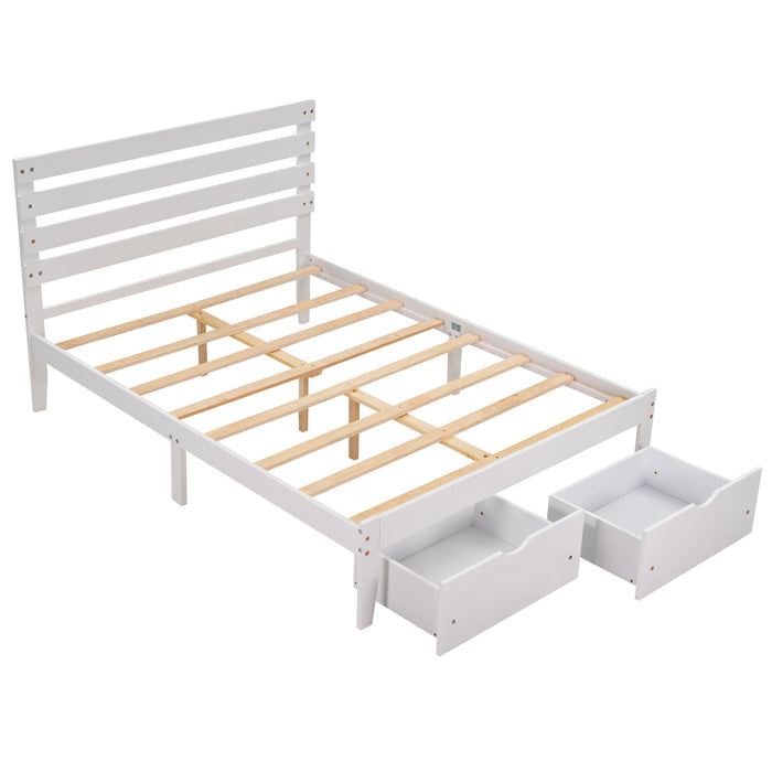 Full Size Platform Bed with Drawers, Gray