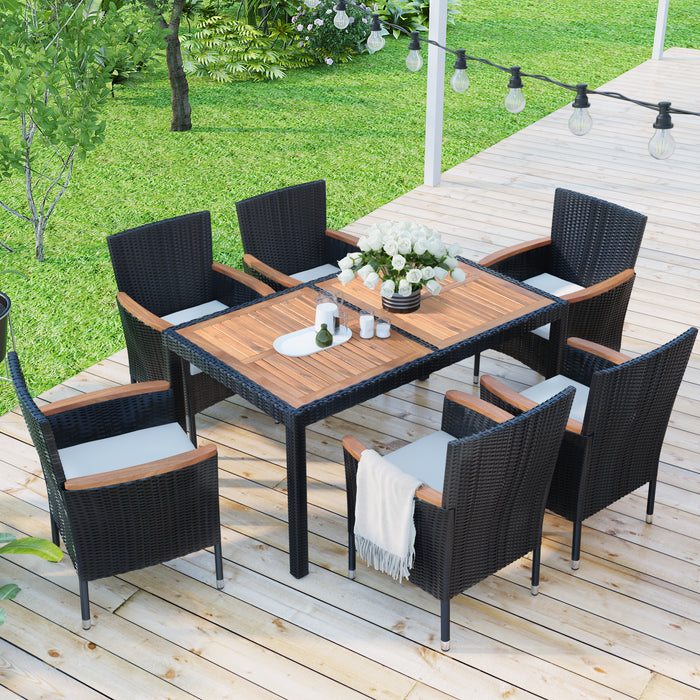 7-Piece Outdoor Patio Dining Set Rattan Wicker Dining Table  Set