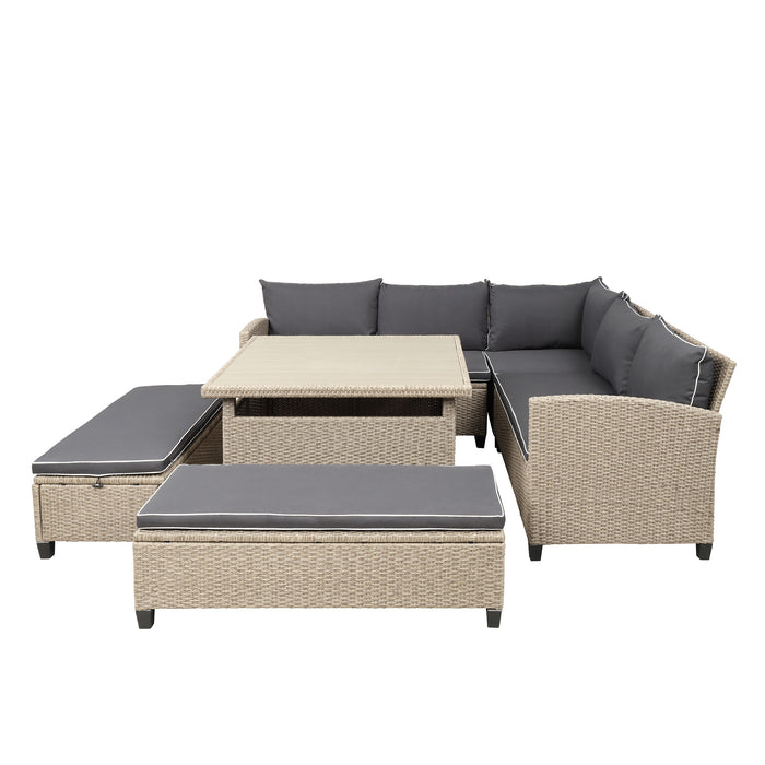 6-Piece Patio Furniture Set Outdoor Wicker Rattan Set