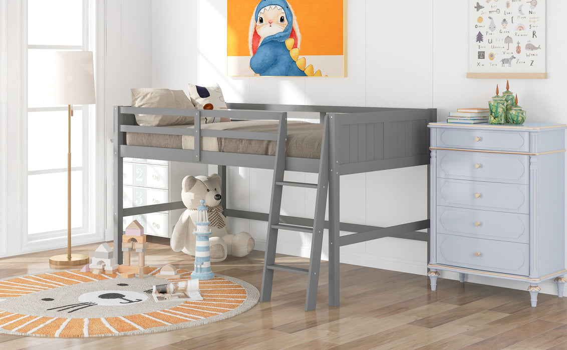 Twin Wood Loft Bed Low Loft Beds with Ladder