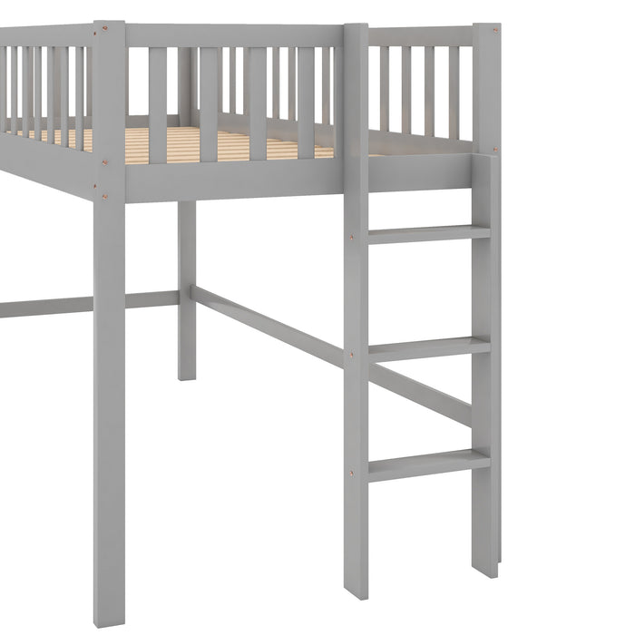 Gracie Twin Size Low Loft Bed with Ladder and Slide