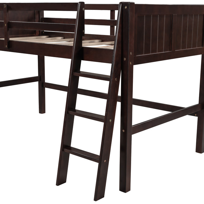 Twin Wood Loft Bed Low Loft Beds with Ladder