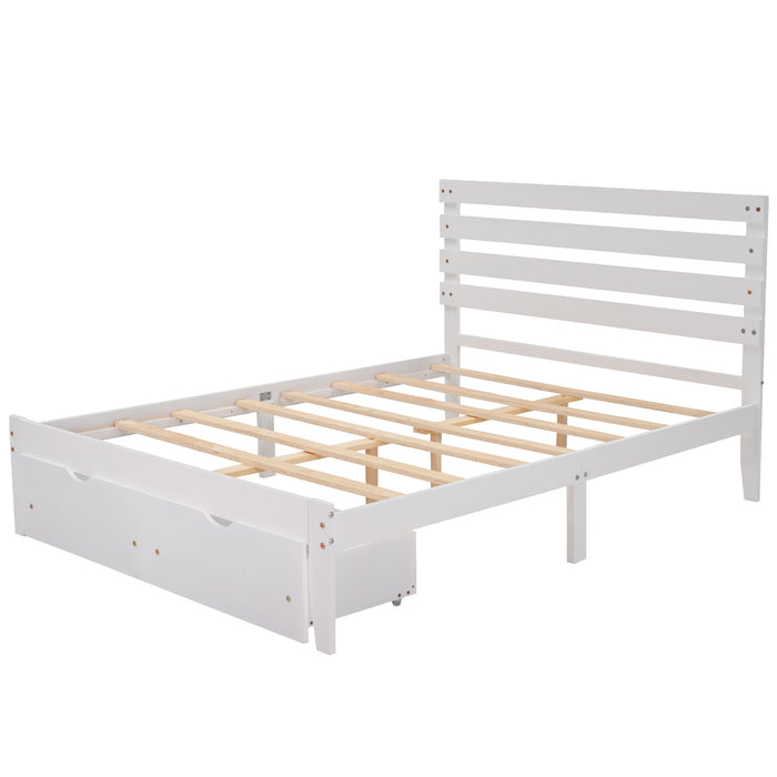 Full Size Platform Bed with Drawers, Gray