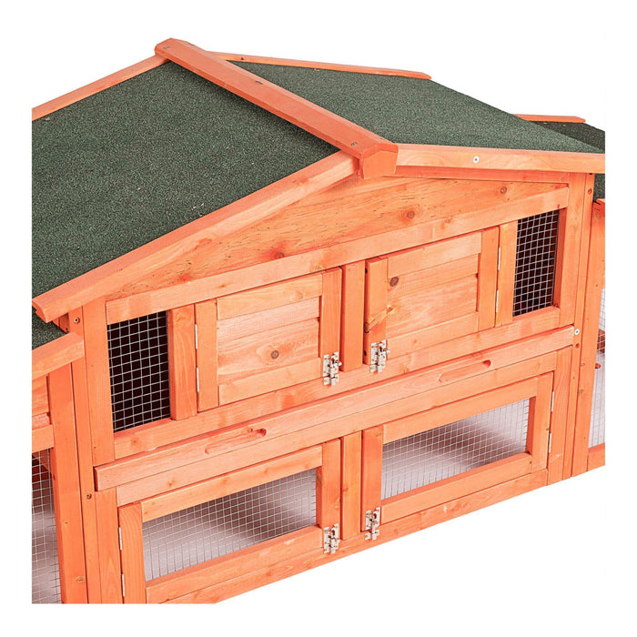 71' Large Wooden Rabbit Hutch Small Animal House with 2 Run Play Area