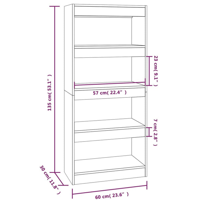 Book Cabinet/Room Divider Concrete Gray 23.6"x11.8"x53.1" Engineered Wood