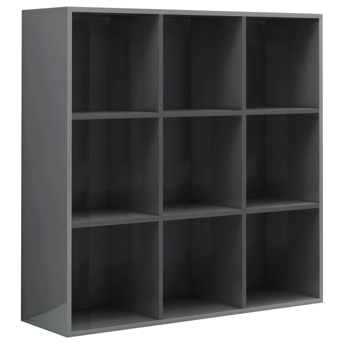 Book Cabinet High Gloss Gray 38.6"x11.8"x38.6" Chipboard