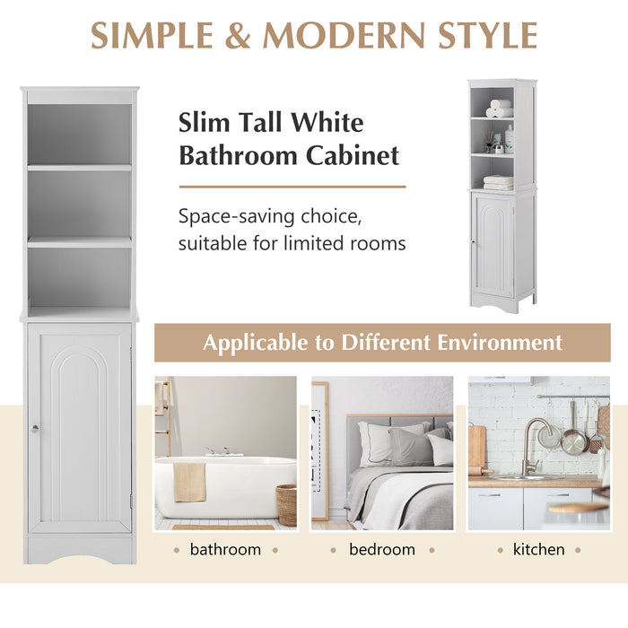 Tall Bathroom Cabinet, Freestanding Storage Cabinet with Door, MDF Board, Adjustable Shelf, Grey